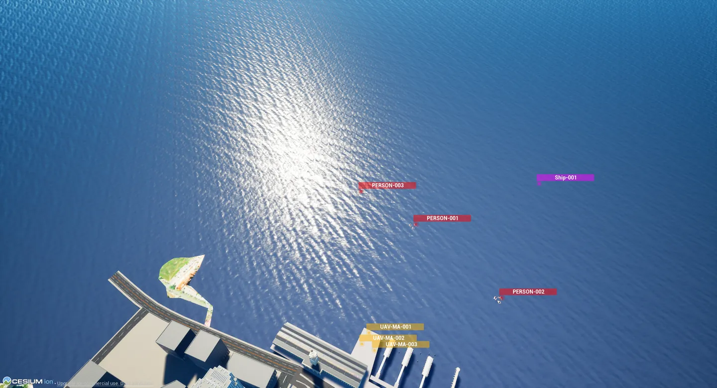 Aerial search over the sea with people and UAV labels